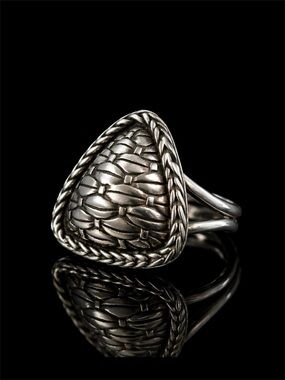 John Hardy Vintage Sterling Silver Basket Weave Shield Ring Size 7 Indonesia 925
